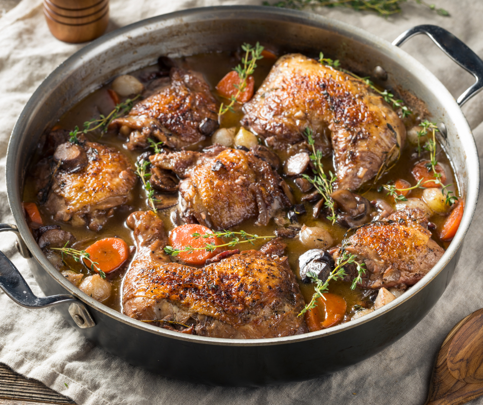 Civet de poulet et pommes de terre grenaille