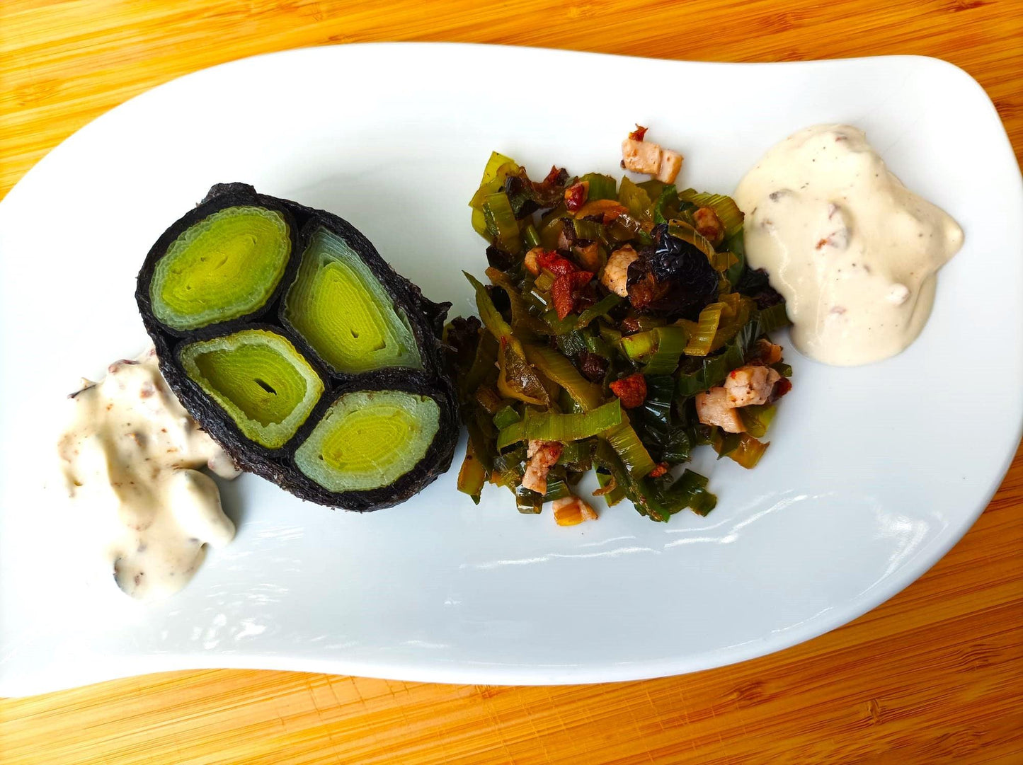 Poireaux Nori (façon maki), pâtes olives et fêta