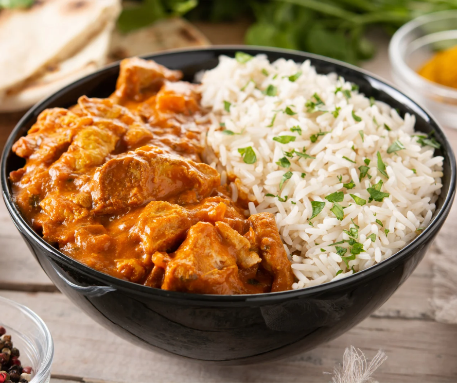 Curry de poulet et riz basmati