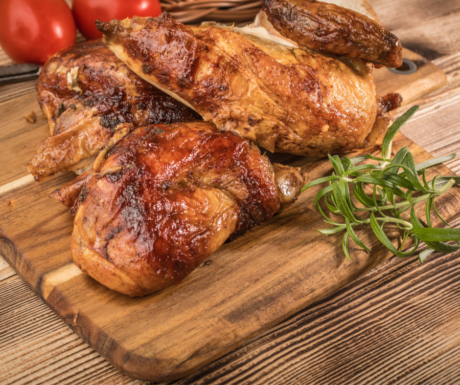 Poulet rôti et courgettes en gratin