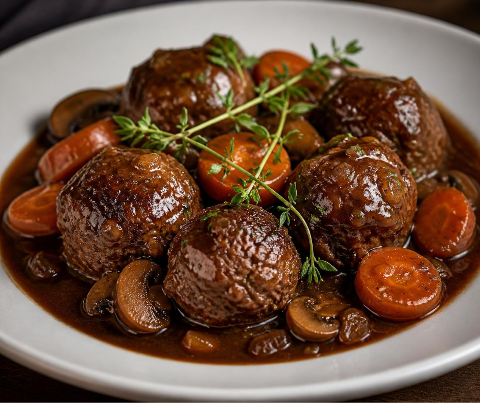 Boulettes de boeuf façon bourguignon