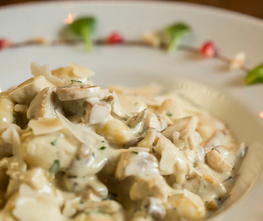 Gnocchis à la crème de champignons et courgettes poêlées