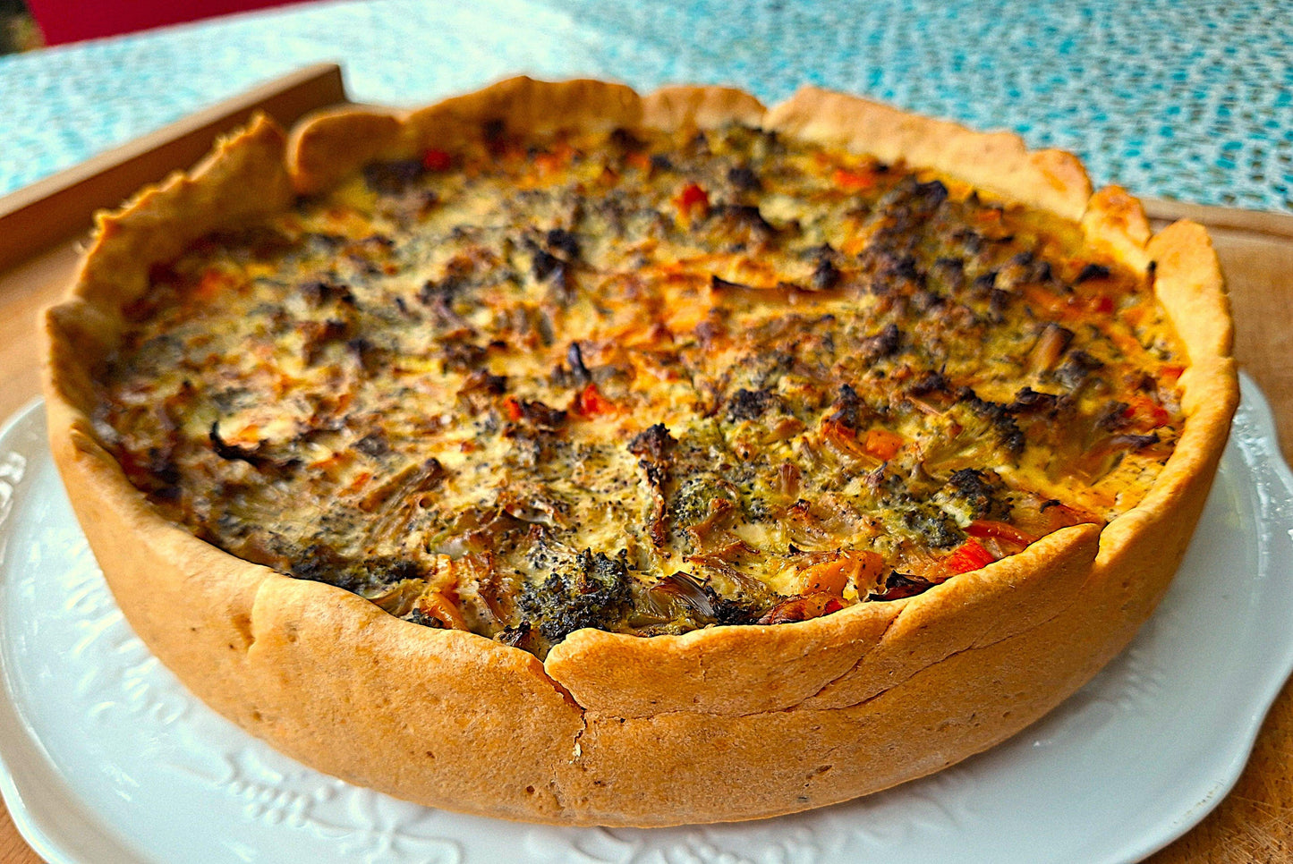 Quiche potimarron, saucisses de Morteau et fourme d'Ambert