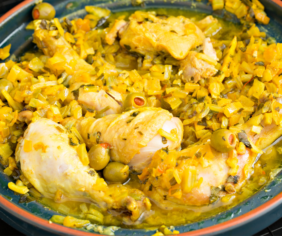 Tajine de poulet poires, abricots et potimarron