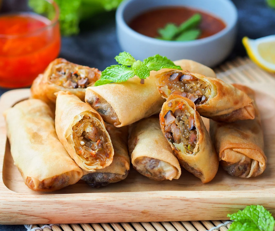 Nems de canard et poires à la cardamome, lentilles aux agrumes